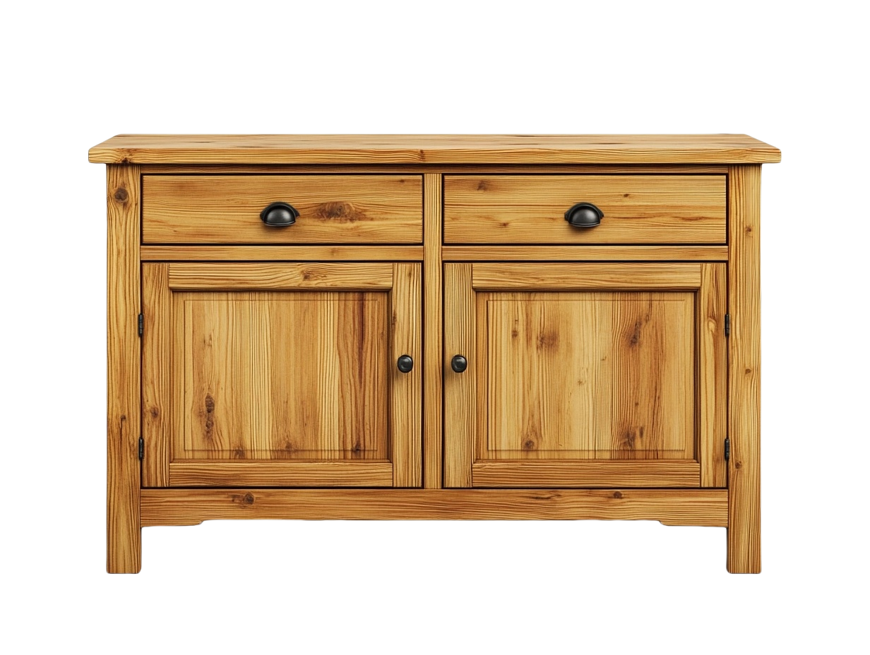Consola de madera de pino con dos cajones y armario 80x40x75 cm estilo rústico color natural ph3965676