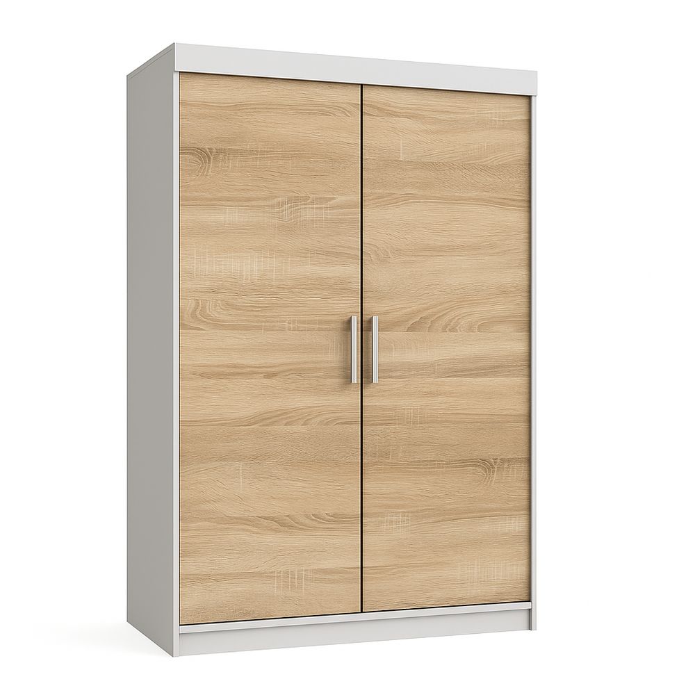Armario de almacenamiento moderno en madera, diseño contemporáneo, puertas deslizantes, color madera natural, estructura resistente