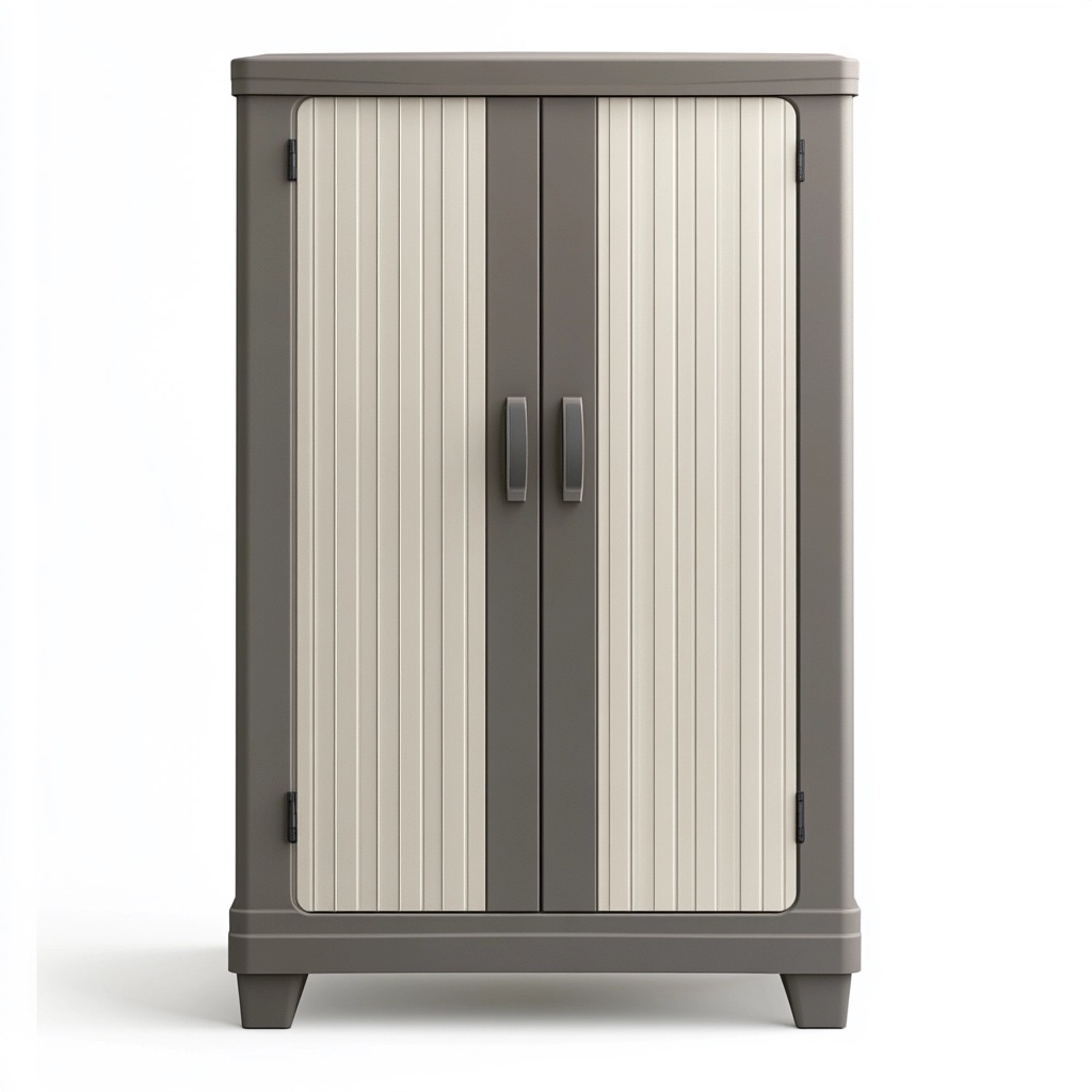 Almacenamiento exterior jardín mediano plástico gris/beige impermeable armario QP8067157