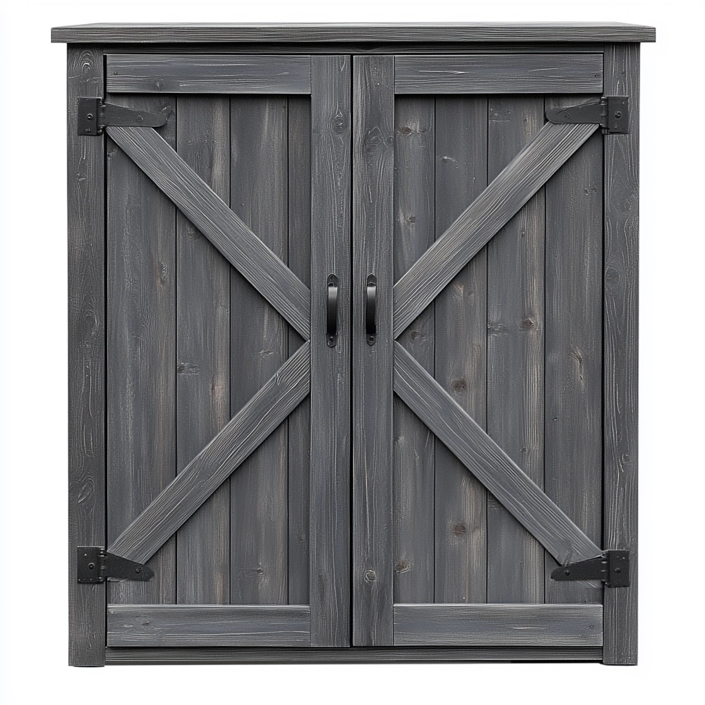 Casa y jardín Armario de almacenamiento exterior de dos puertas 83x40x92 cm gris jardín madera de abeto VO9921294