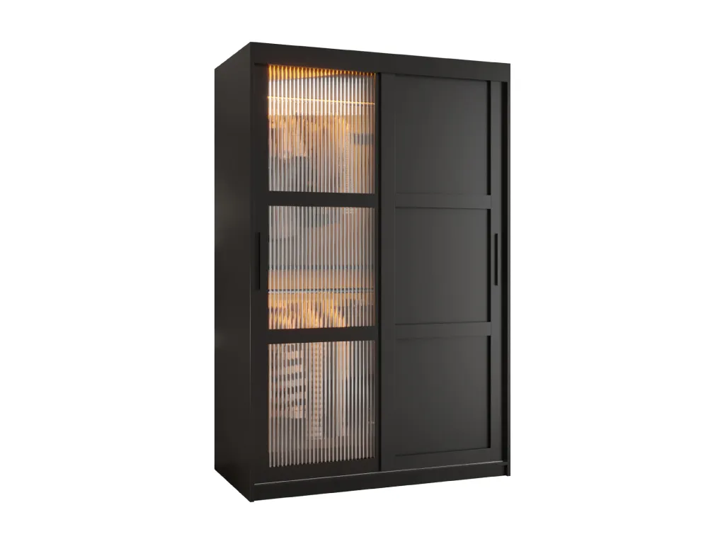 Armario FLUTES de 2 puertas correderas 200x120x62 cm en color negro WK8371070