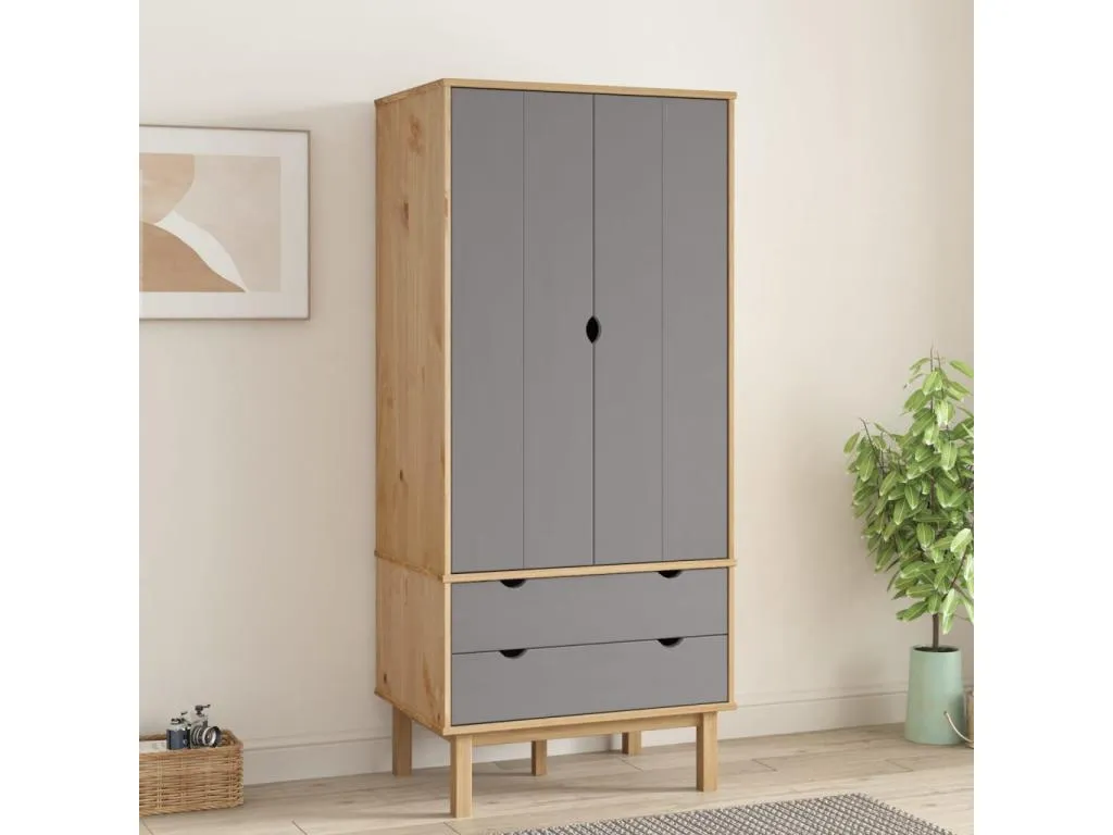 Armario Alkifurniturees maciza Alkifurniturees marrón y gris 76.5x53x172 cm 86989QDRZ