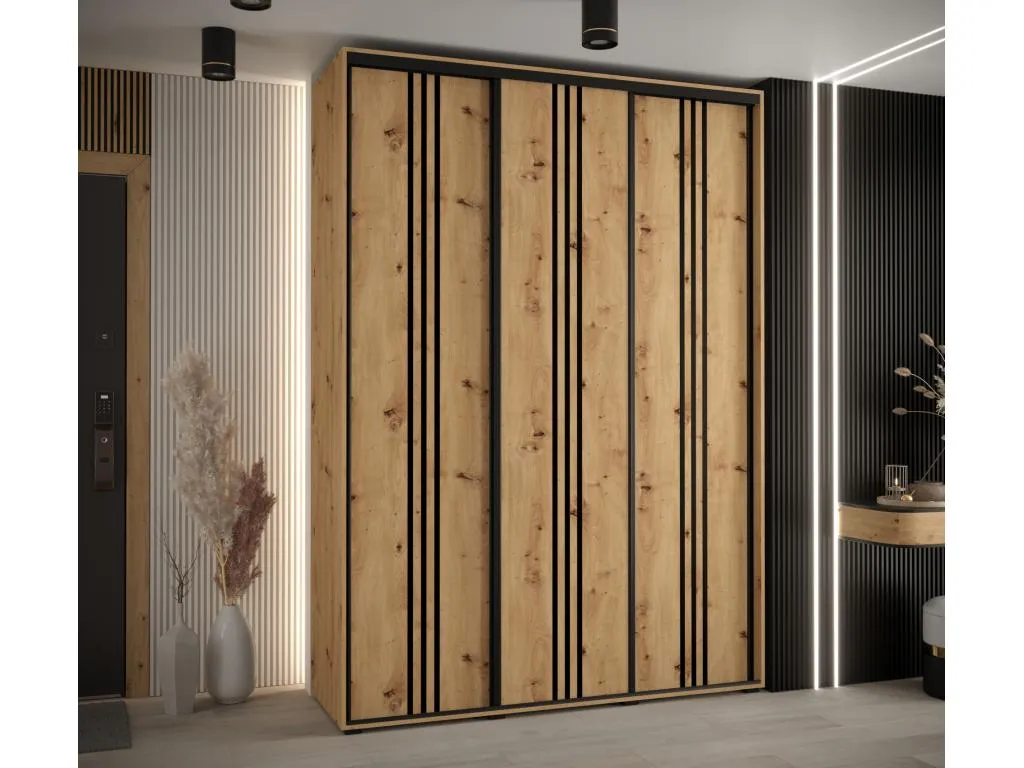 ARMARIO Lluesmahome 6 DE PUERTAS CORREDERAS 235.2/180/60 3 puertas (Artisan/Artisan/Negro) 42540KBHS