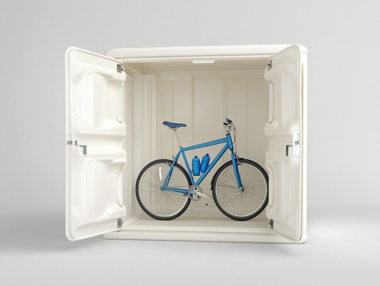 Casa y jardín Almacenaje al aire libre armario para bicicletas grande blanco organización exterior plástico TY5982460