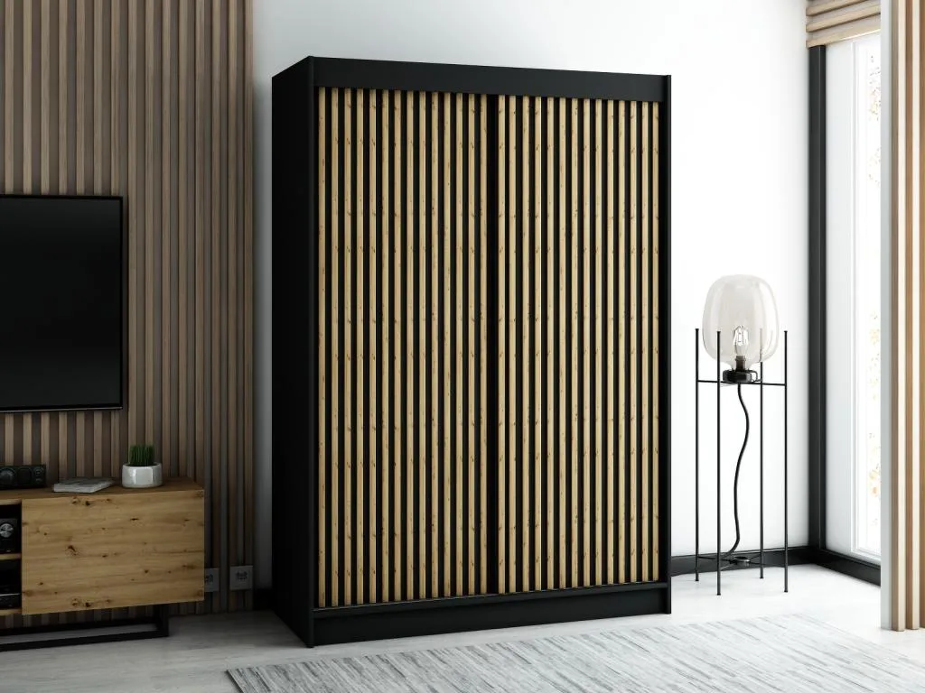 ARMARIO Homepleno 1 DE PUERTAS CORREDERAS 200/150/62 2 puertas (negro/negro/artisan) 66825mlwo