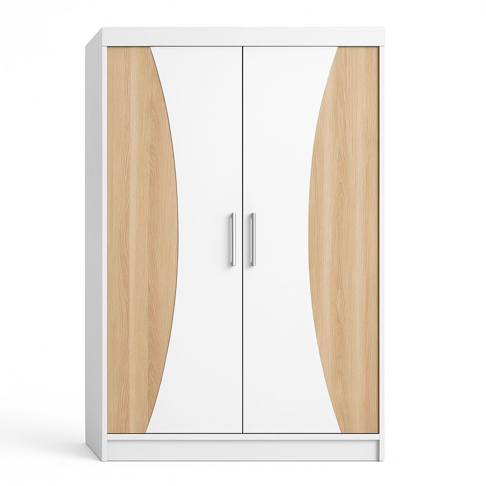 Armario moderno blanco y madera | Almacenamiento elegante diseño contemporáneo dos puertas