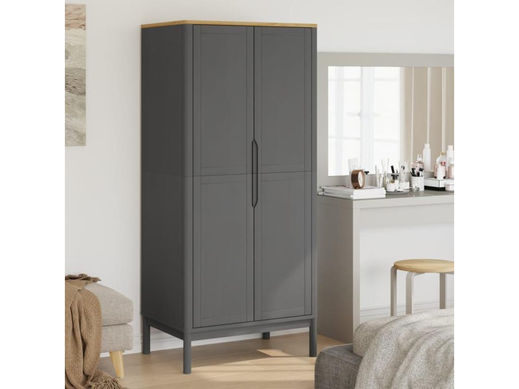 Armario Homelyvo madera maciza de pino gris 77x53x171 cm
