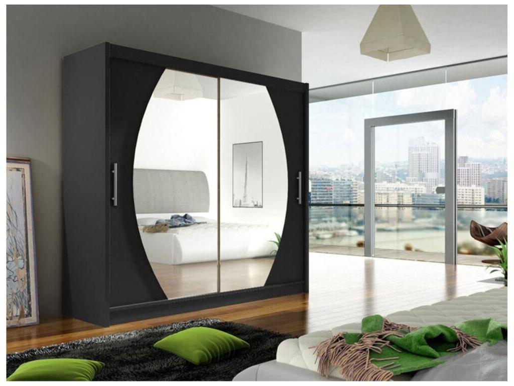 Armario Homelyvo 102 - Negro - 215x180x58cm - Puertas de armario Correderas