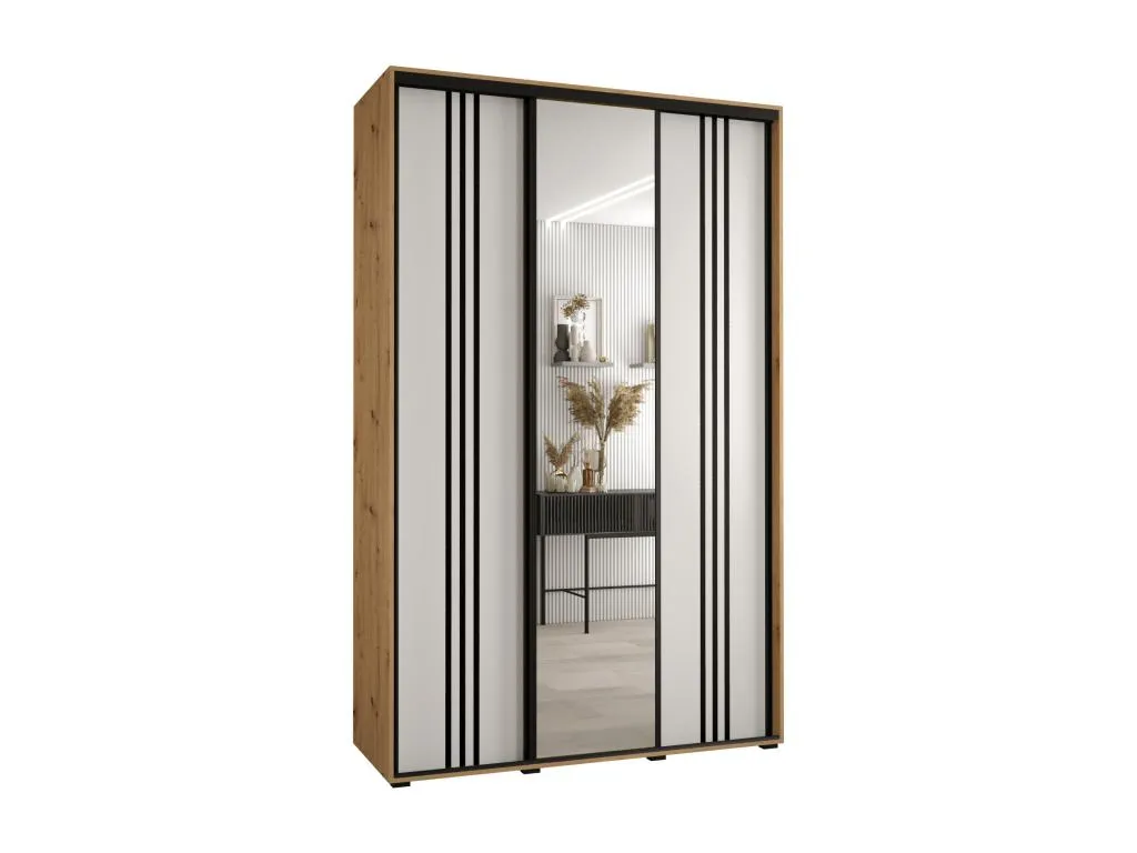 ARMARIO Kavehomedeco 7 DE PUERTAS CORREDERAS 235.2/160/60 3 puertas (Artisan/Blanco/Negro) 09087GORJ