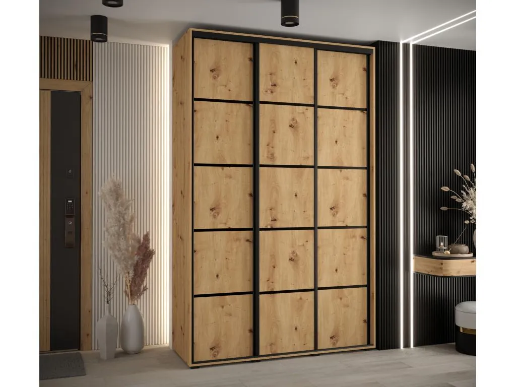 ARMARIO Alkifurniturees 4 DE PUERTAS CORREDERAS 235.2/170/60 3 puertas (Artisan/Artisan/Negro) 71561LRGI