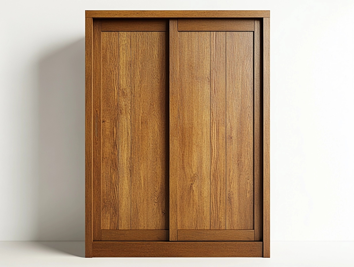 Armario de madera marrón claro con puertas correderas para dormitorio estilo moderno 120x60x180cm BA7037966