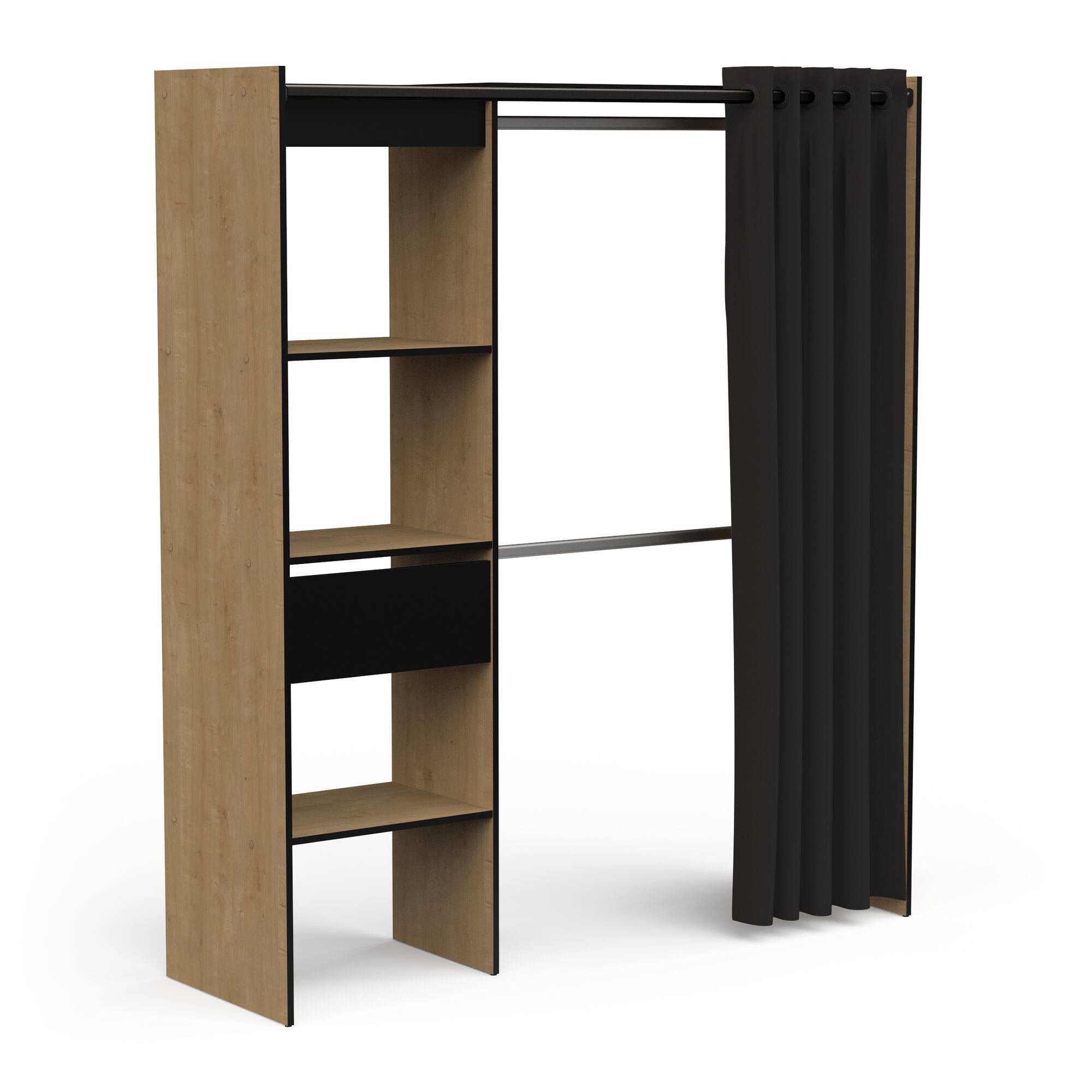 Armario extensible con acabado efecto madera clara y negro zz3135j7