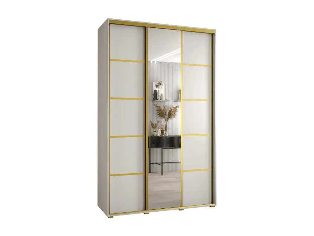ARMARIO Jmmhogar 5 DE PUERTAS CORREDERAS 235.2/150/60 3 puertas (Blanco/Blanco/Oro)