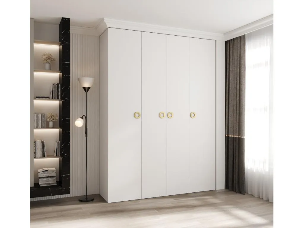 Armario Luxmbls 1 con puertas batientes 245.5/180/50 4 puertas (blanco/oro) WWBY51919