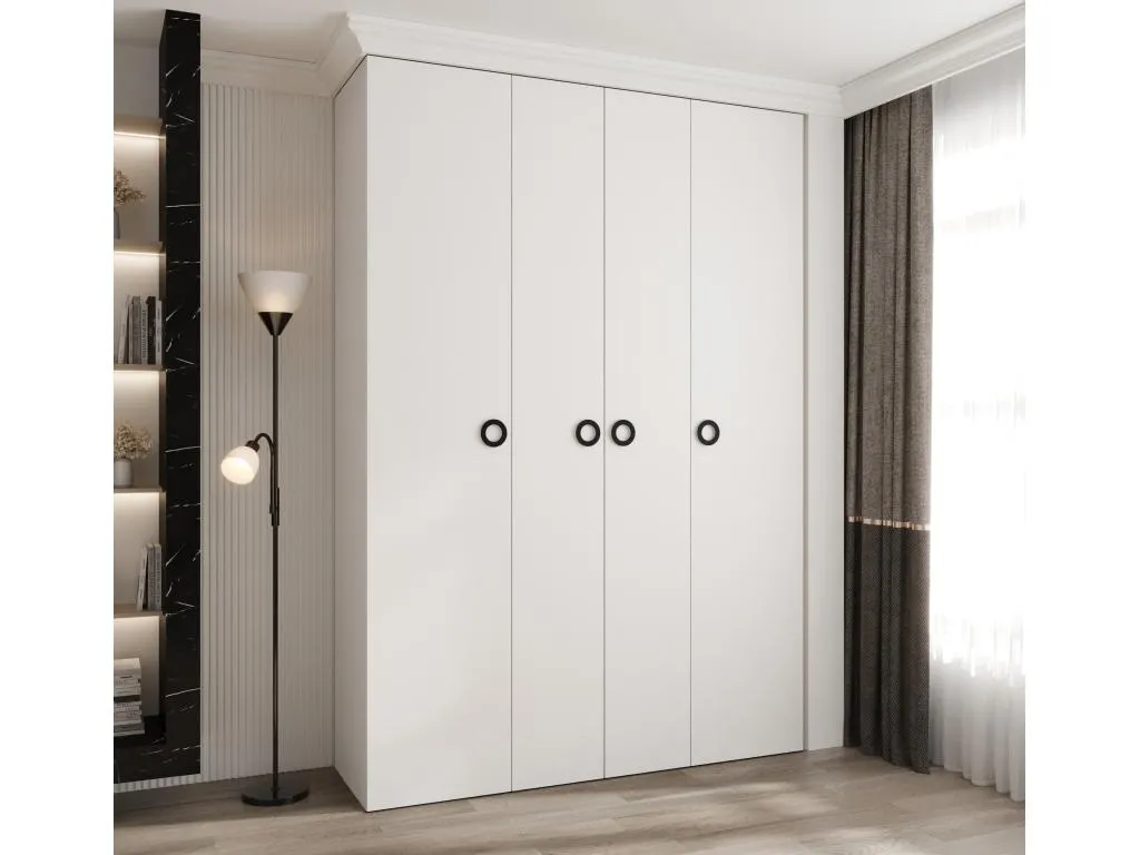 Armario Mobtrendy 1 con puertas batientes 245.5/170/50 4 puertas (blanco/negro) 27616jhmb