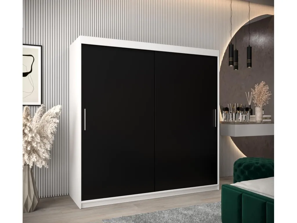 Armario Jmmhogar de puertas correderas 200/200/62 2 puertas (blanco/negro)