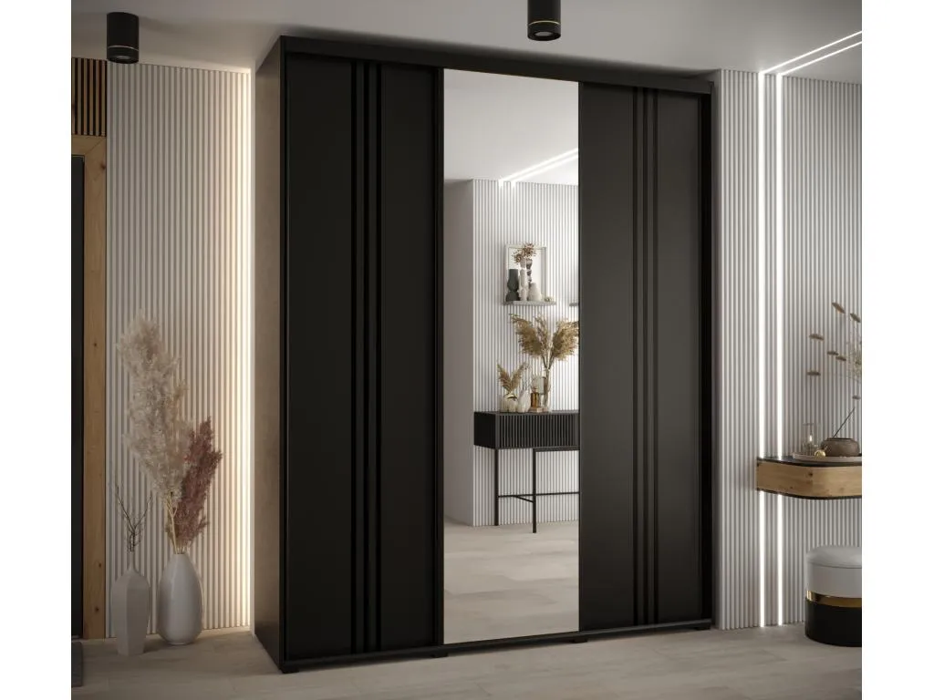 ARMARIO Kavehomedeco 7 DE PUERTAS CORREDERAS 235.2/200/60 3 puertas (Negro/Negro/Negro) 26385DHCX