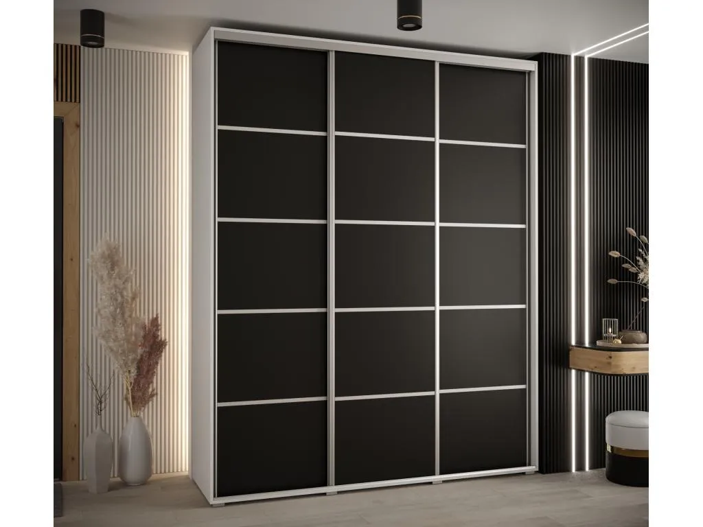 ARMARIO Hogarsens 4 DE PUERTAS CORREDERAS 235.2/200/45 3 puertas (Blanco/Negro/Plata)