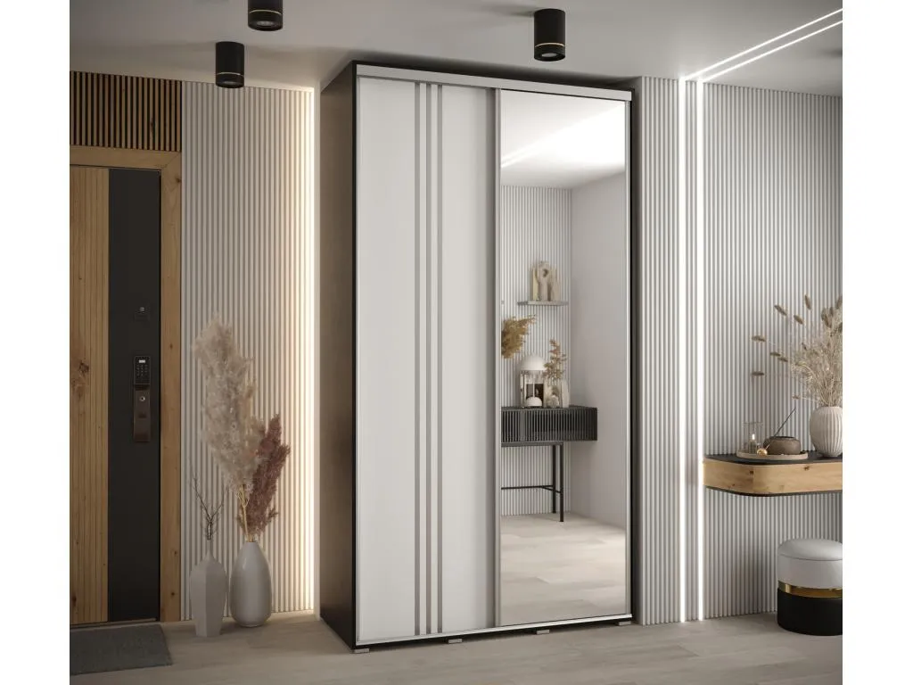 ARMARIO Mobtrendy 7 DE PUERTAS CORREDERAS 235.2/130/60 2 puertas (Negro/Blanco/Plata) 51586koqv