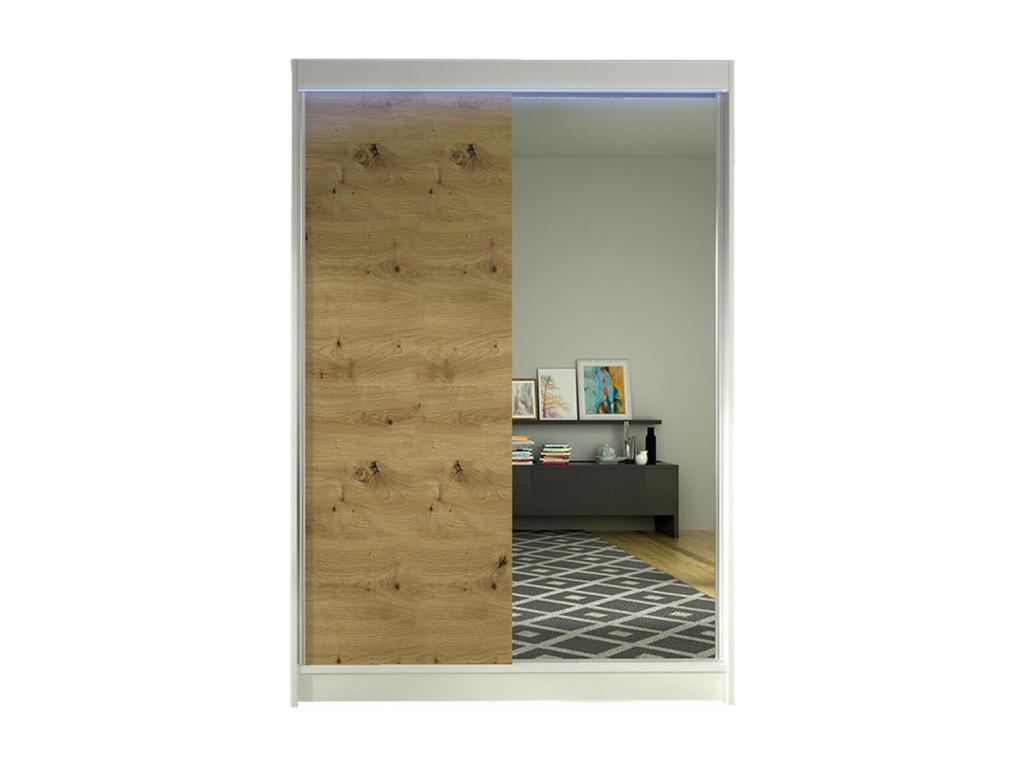 Armario Confortzx 147 - Blanco - Roble Artisan - 200x120x58cm - Puertas de armario Correderas