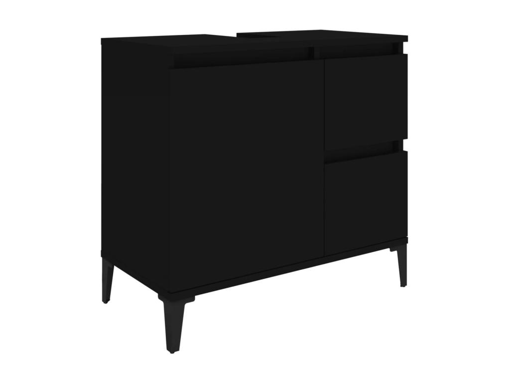 Armario de baño madera contrachapada negro 65x33x60 cm