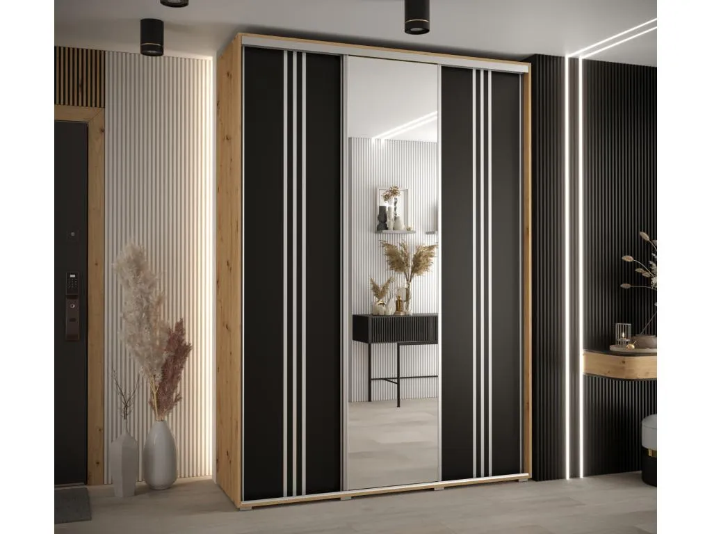 ARMARIO Casabellaes 7 DE PUERTAS CORREDERAS 235.2/170/60 3 puertas (Artisan/Negro/Plata) KFNT21997