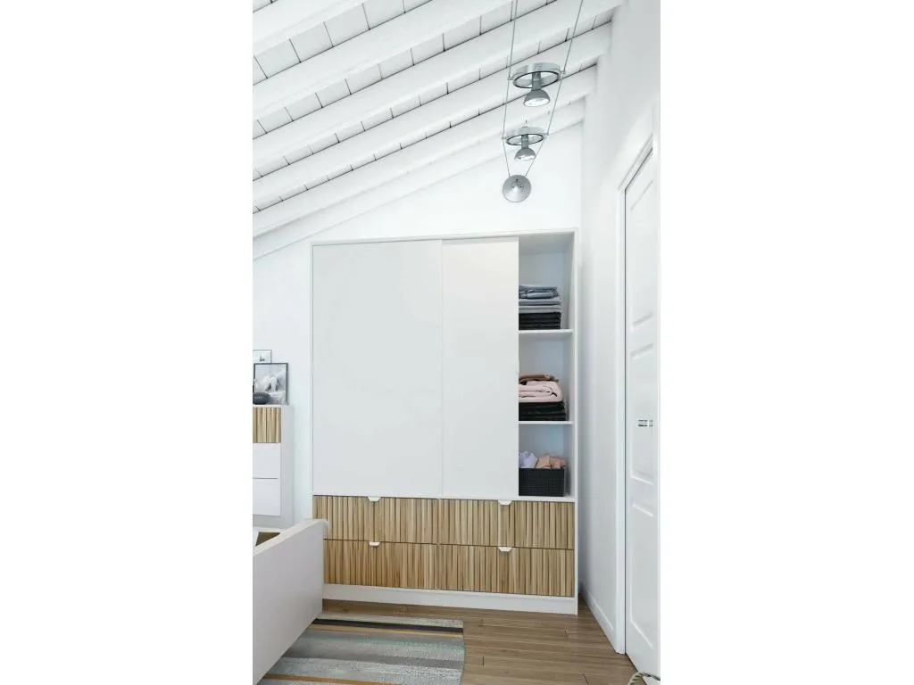 Armario 2 puertas Francomuebleses Muebles de dormitorio Vestidor Armario de ropa 140x60 h200 cm Blanco y Francomuebleses