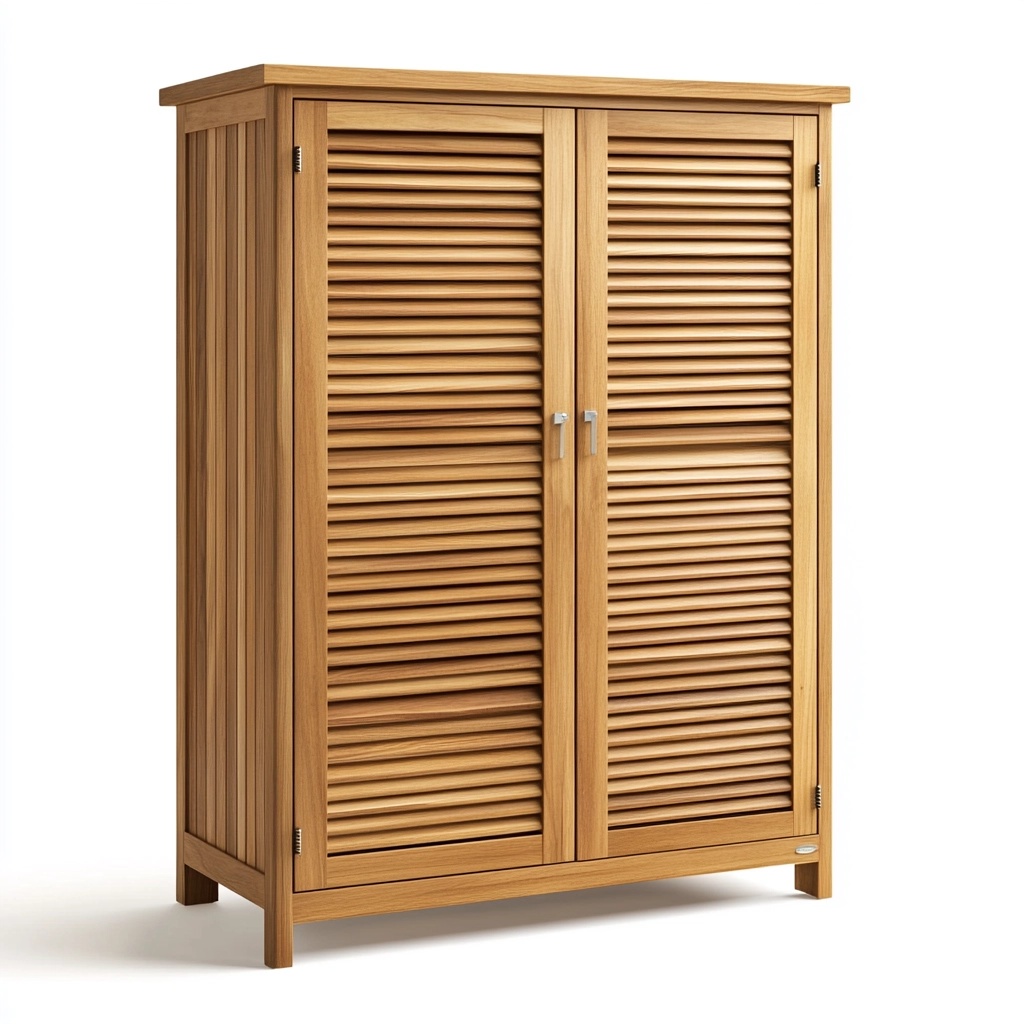 Casa y jardín Almacenamiento exterior 83x40x92 cm madera natural doble puerta armario organizador MR4937974