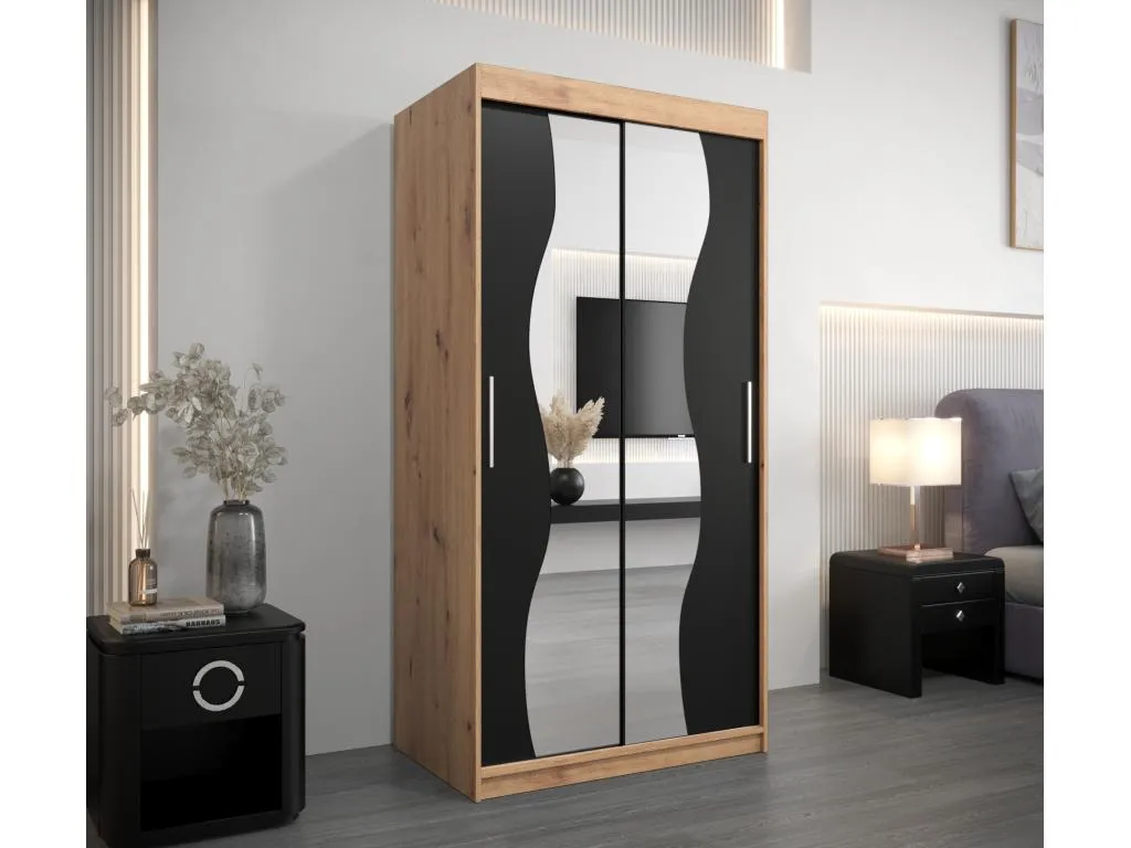 ARMARIO Hogarsens DE PUERTAS CORREDERAS 200/100/62 2 puertas (artisan/negro)