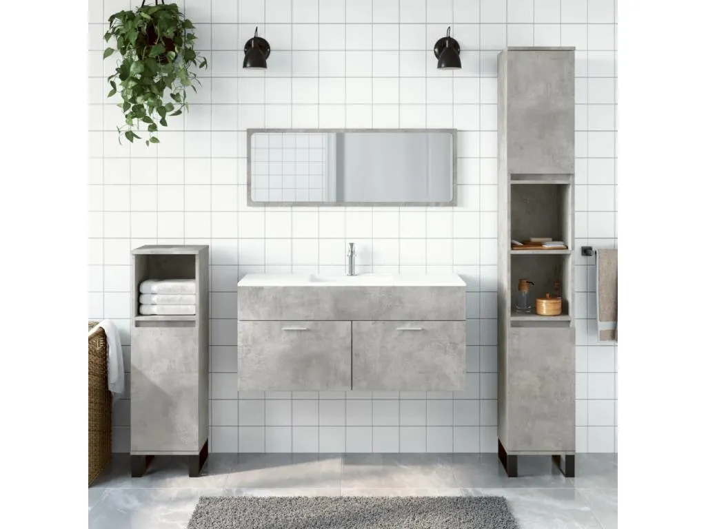 Armario de baño con espejo Homepleno de ingeniería gris hormigón anxn74494