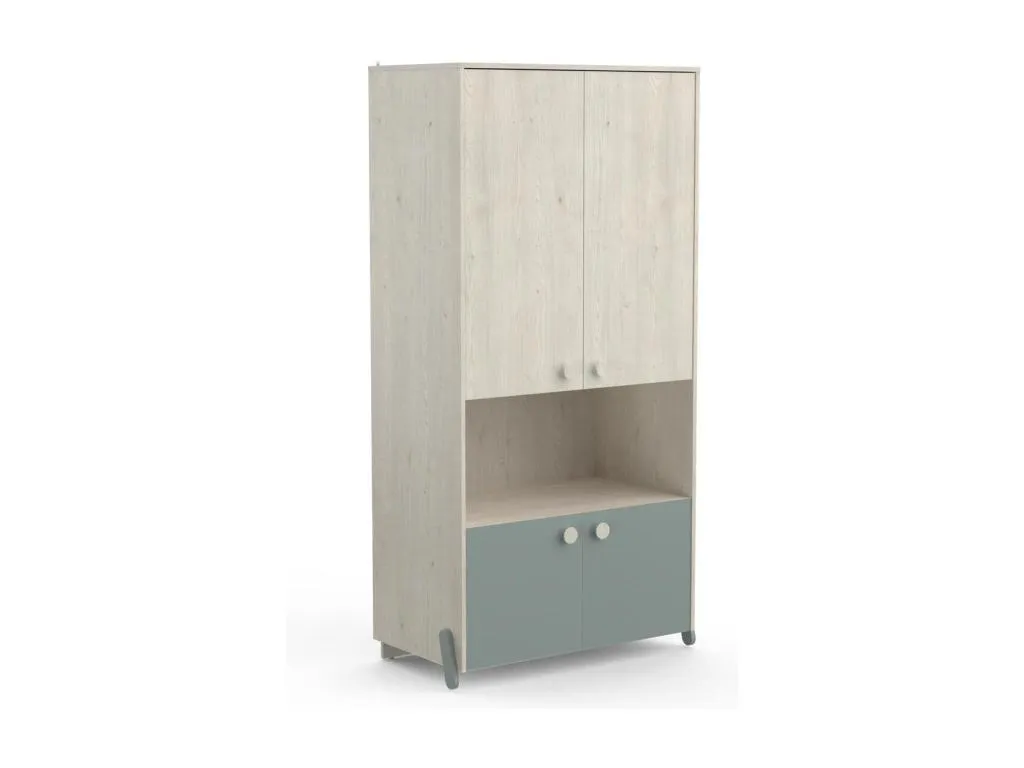Armario infantil 4 puertas con barra acabado Mueblestop y verde - 89 cm ZHBZ80706