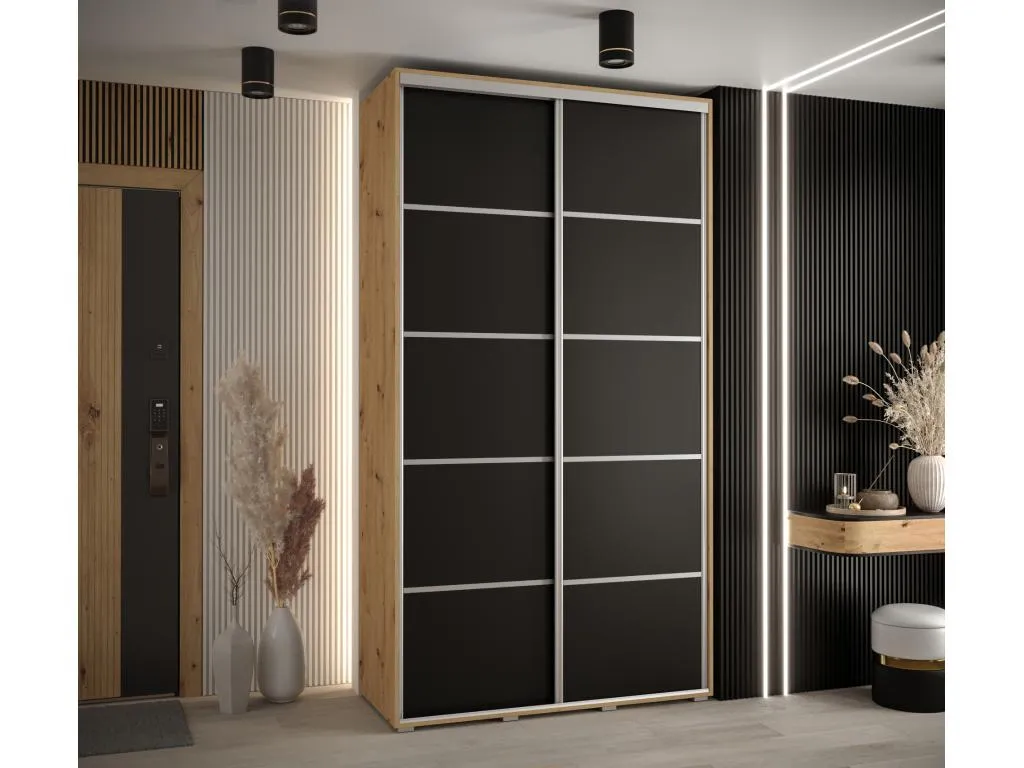 ARMARIO Andreuworldcasa 4 DE PUERTAS CORREDERAS 235.2/140/45 2 puertas (Artisan/Negro/Plata)