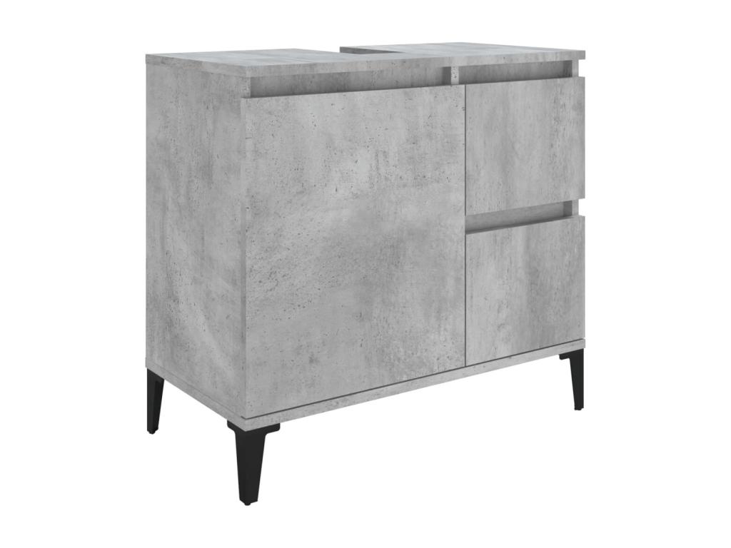 Luzssnh Armario de baño madera contrachapada gris hormigón 65x33x60 cm