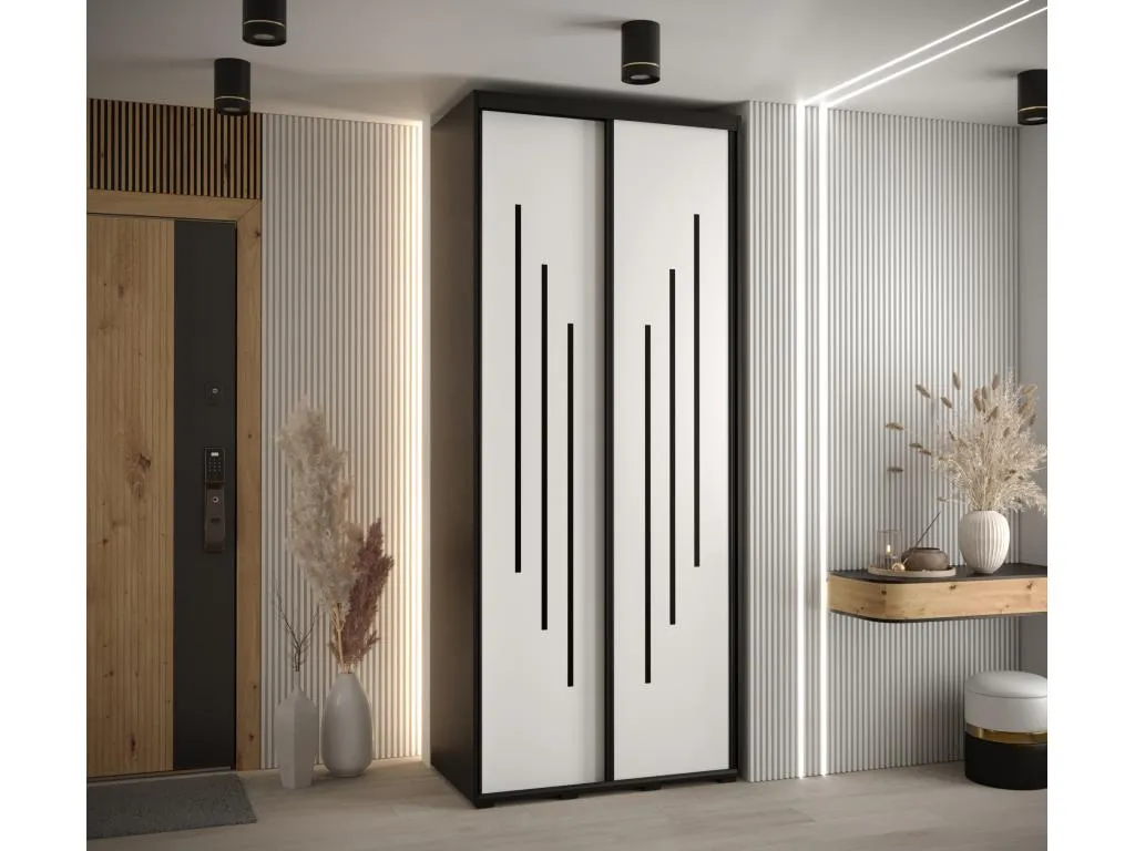 ARMARIO Decoencanto 8 DE PUERTAS CORREDERAS 235.2/100/60 2 puertas (Negro/Blanco/Negro)