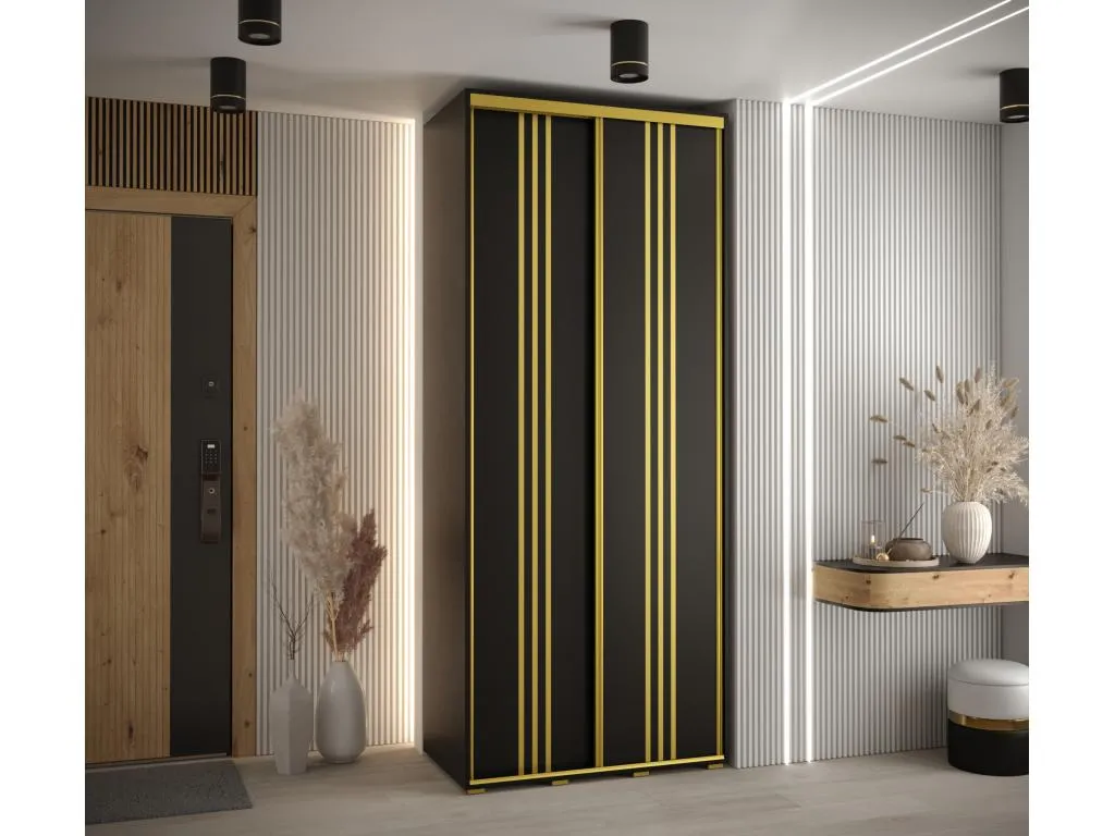 ARMARIO Francomuebleses 6 DE PUERTAS CORREDERAS 235.2/120/60 2 puertas (Negro/Negro/Oro)