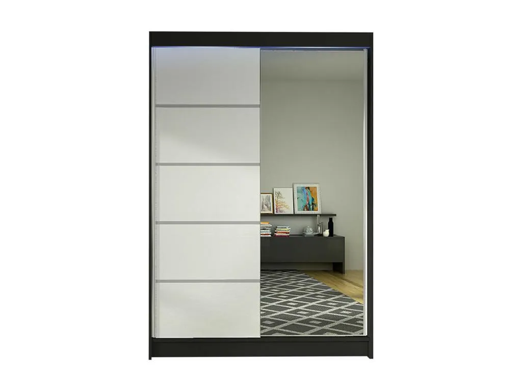 Armario Casahandy 149 negro blanco 200x120x58 cm puertas correderas