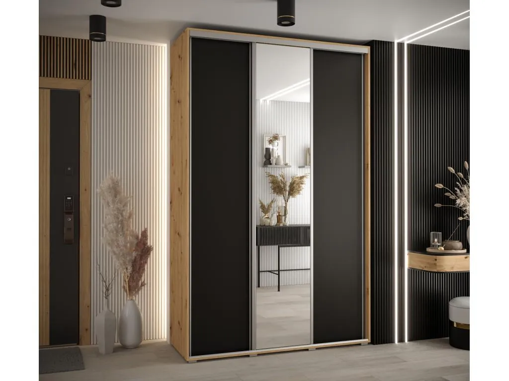 ARMARIO Mobtrendy 3 DE PUERTAS CORREDERAS 235.2/160/60 3 puertas (Artisan/Negro/Plata) 43043djvf