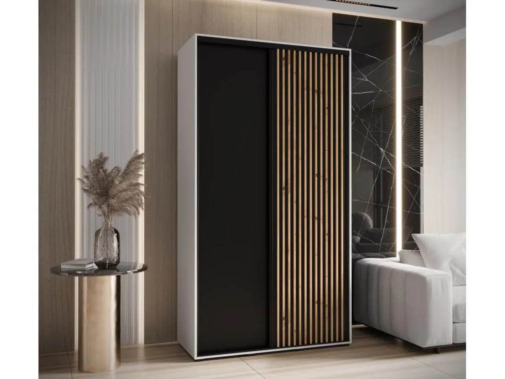 ARMARIO Mueblesclasic 1 DE PUERTAS CORREDERAS 205.2/130/60 2 puertas (blanco/negro)