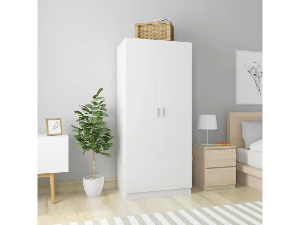 Armario de Mobtrendy contrachapada blanco brillo 80x52x180 cm 45696xqly