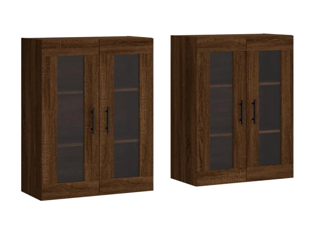 Armarios de pared juego de 2 en madera técnica color roble oscuro – Casahandy