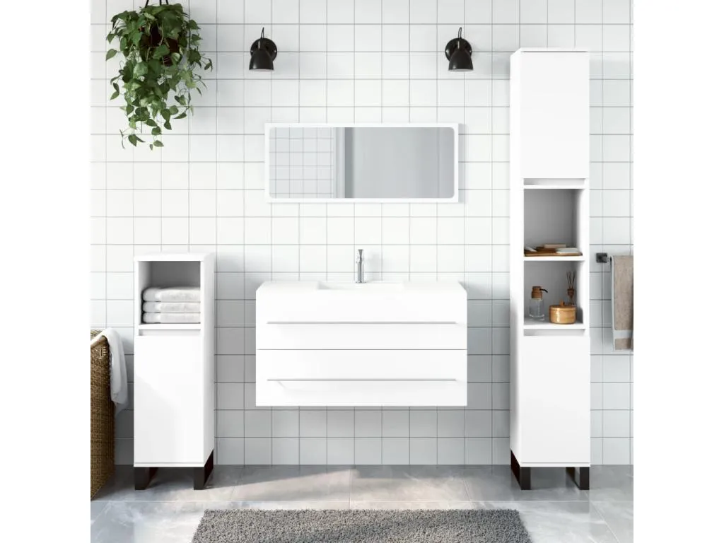 Alkifurniturees Armario de baño con espejo Alkifurniturees de ingeniería blanco 58481BOSW