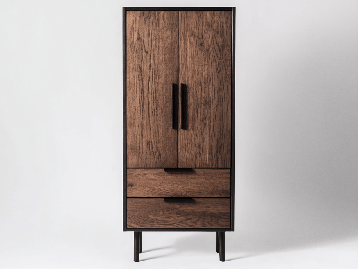Armario de Madera para Dormitorio Moderno en Nogal/Marrón Oscuro