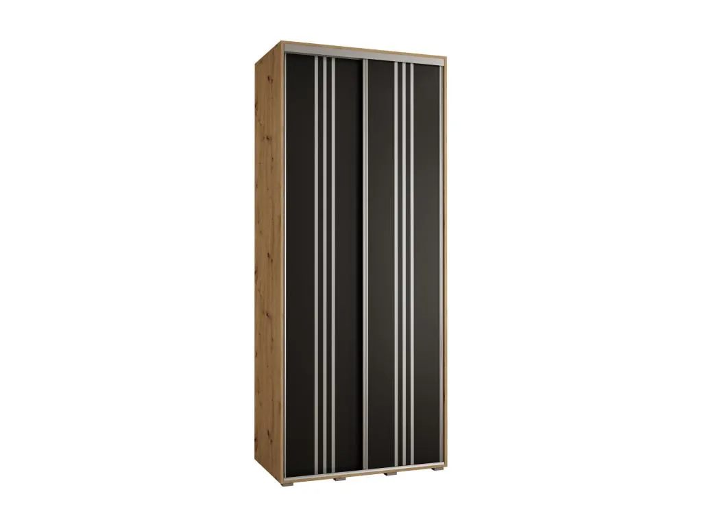 Armario Biocasahogar con 6 puertas correderas – Artisan/Negro/Plata – 235.2/120/45 cm VH7890291