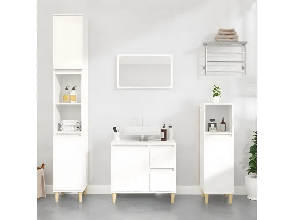 Armario de baño Mueblestop contrachapada blanco 30x30x100 cm 11463QFGV