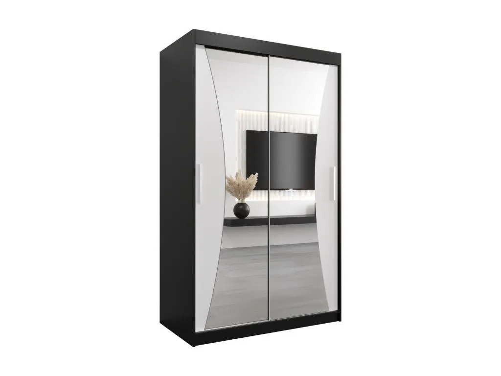 ARMARIO Kavehomedeco DE PUERTAS CORREDERAS 200/120/62 2 puertas (negro/blanco) 50923FLEI
