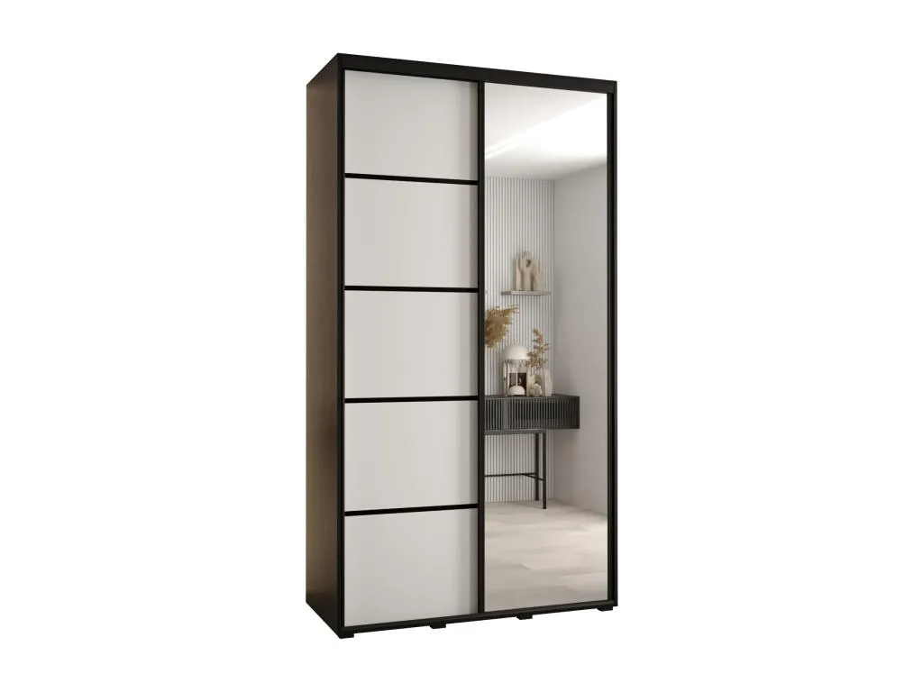 Armario Vivirsingular con cinco puertas correderas dimensiones 235.2/130/60 cm en combinación Negro/Blanco/Negro wouv03158
