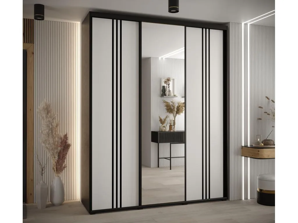 ARMARIO Lluesmahome 7 DE PUERTAS CORREDERAS 235.2/200/45 3 puertas (Negro/Blanco/Negro) 78831ITAR