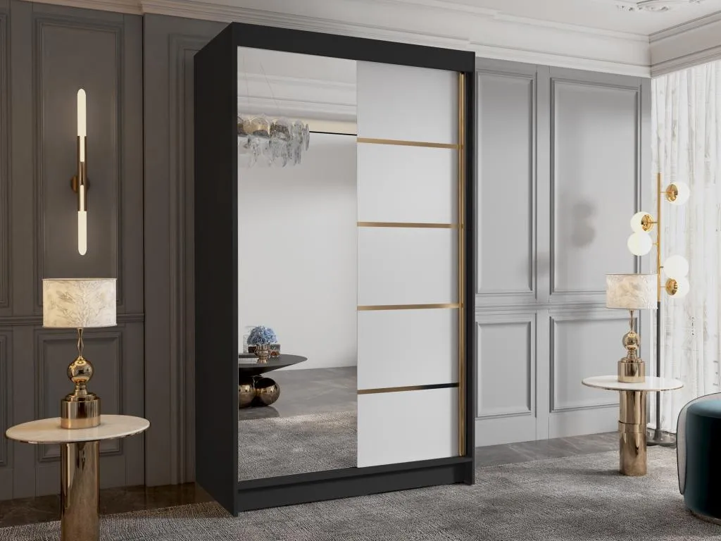 Armario Sancaldeco 196 Negro | Blanco 200x100x58cm Puertas de armario - Correderas LWFV55299