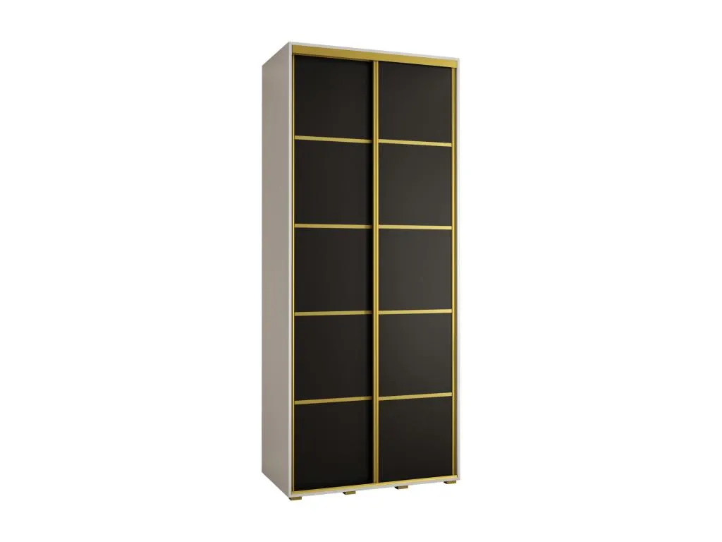 Armario Decohoguera con 4 Puertas Correderas 235.2x110x60 cm 2 Puertas (Blanco/Negro/Oro) ZE6612555