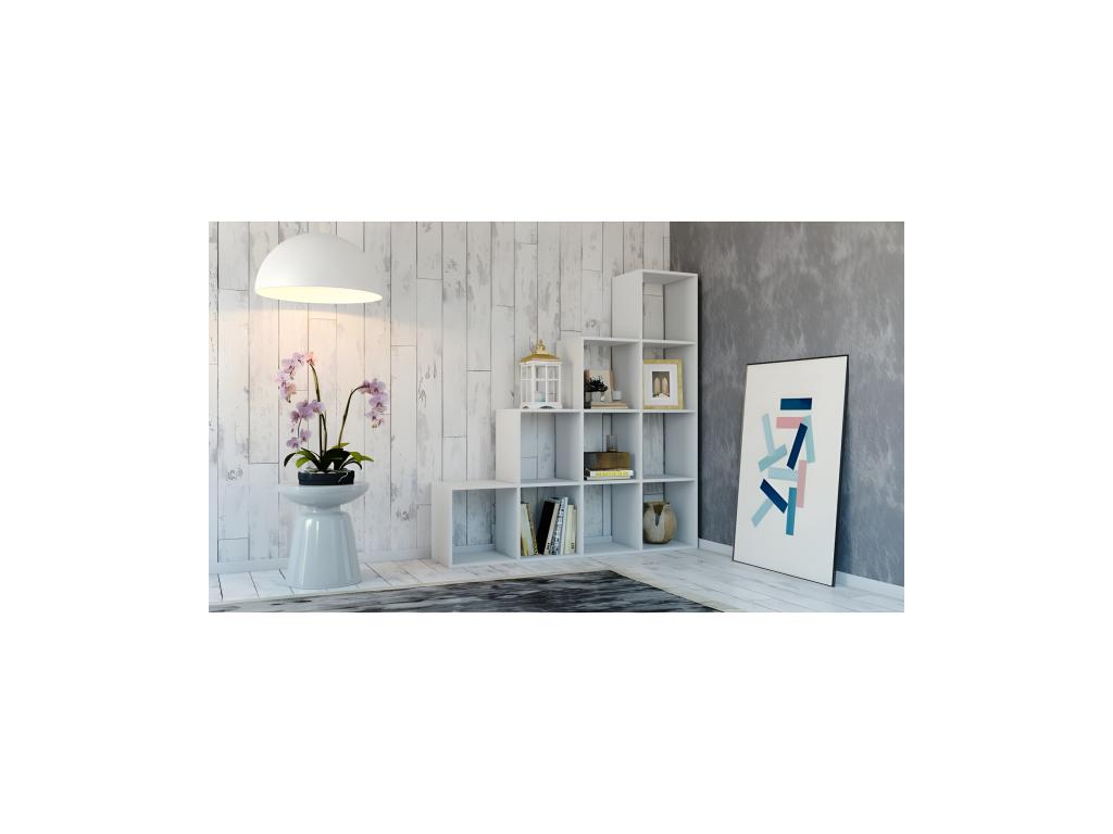 Luzssnh - Estante para escalera moderno 10 nichos / compartimentos / cubos 30x153x153 cm - Librería moderna Armario de almacenamiento
